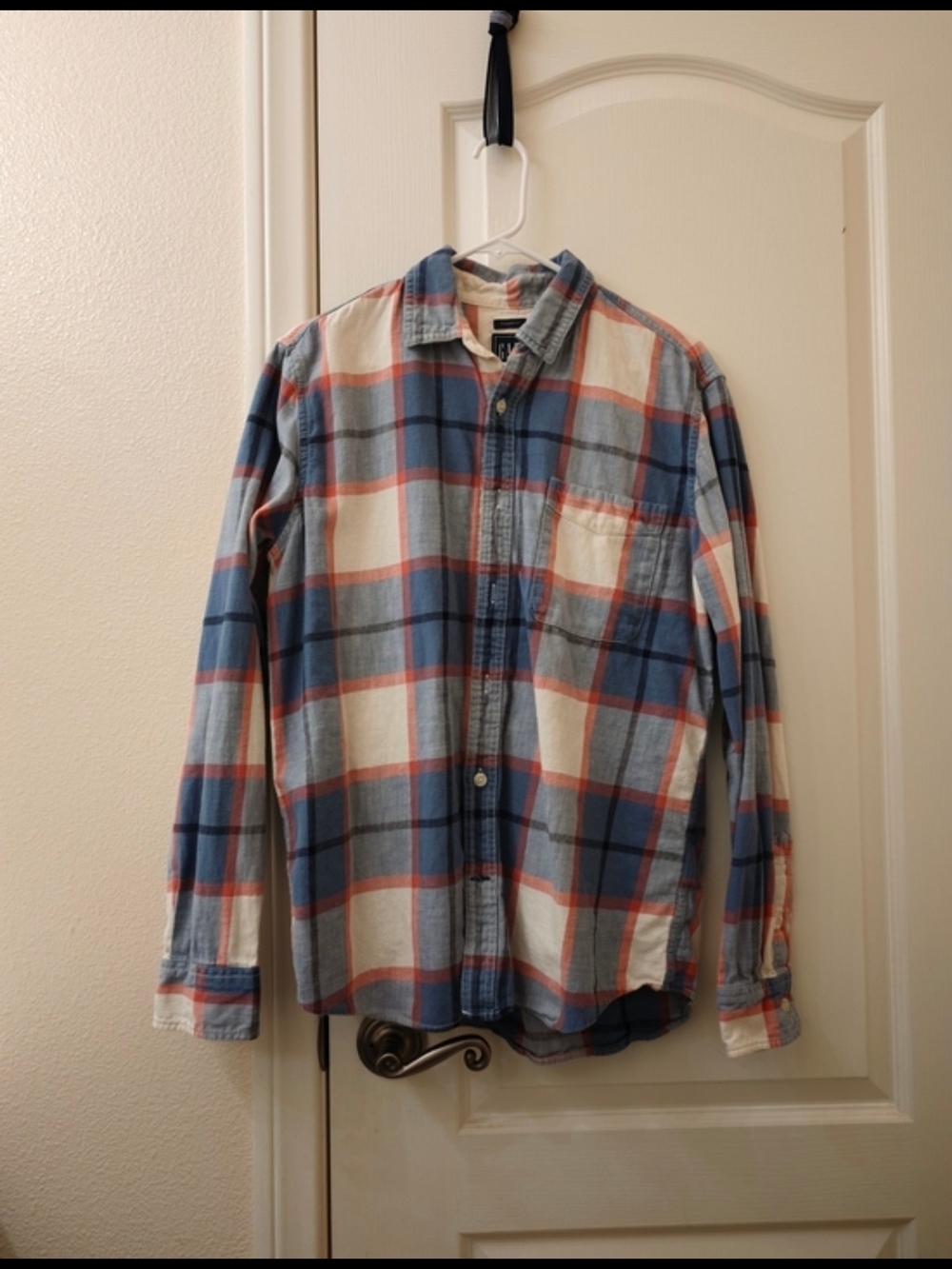 GAP Blue, Cream & Orange Plaid Button-Down Shirt - Men